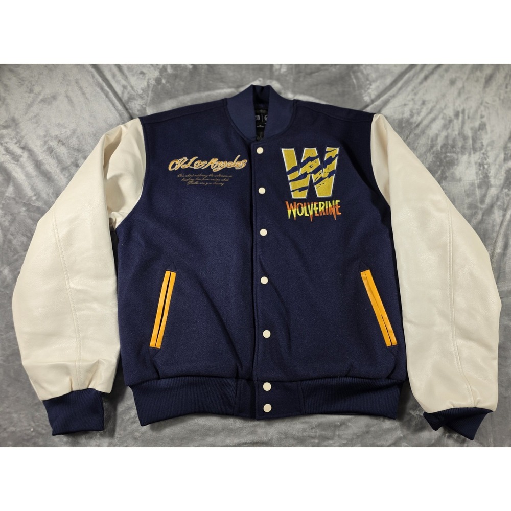 Marvel Wolverine‎ CVLA Varsity Quilt Lined Jacket Embroidered/Vinyl/XL NWOT